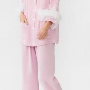 Sleeper Party Pajama Set with Feathers in Pink XL